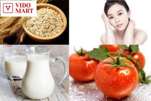 Đắp mặt nạ bột yến mạch, cà chua với sữa
