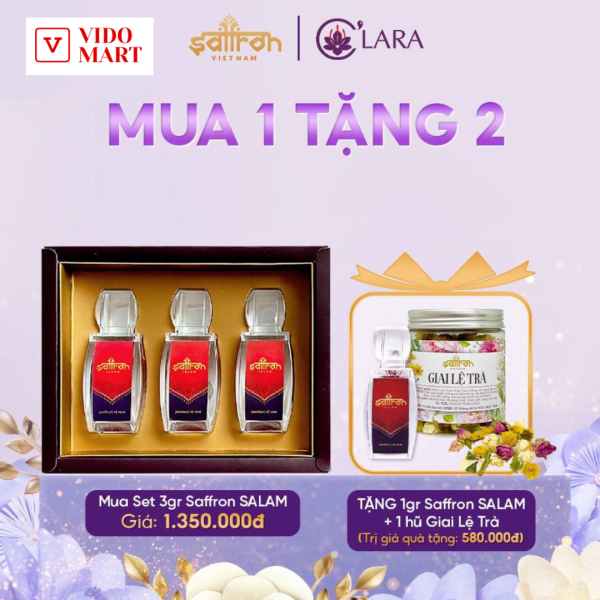 Set quà Nhụy hoa nghệ tây SAFFRON SALAM 3Gr tặng 1Gr SALAM và 1 trà Giai lệ