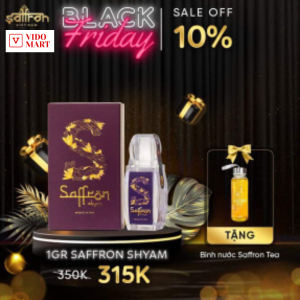 Nhụy hoa nghệ tây SAFFRON SHYAM 1Gram/ hộp tặng 1 bình nước Saffron Tea
