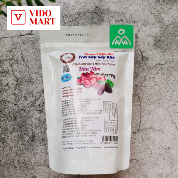 Sữa chua/ Yaourt sữa dê sấy vị dâu tằm – Bịch 40g