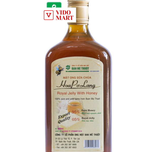 Mật ong sữa chúa Ban Mê Thuột - Chai 600ml - Tự nhiên & Nguyên chất, bổ dưỡng