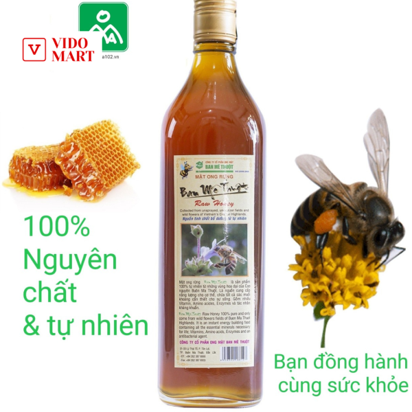Mật ong rừng Ban Mê Thuột - Chai 600ml - Tự nhiên & Nguyên chất