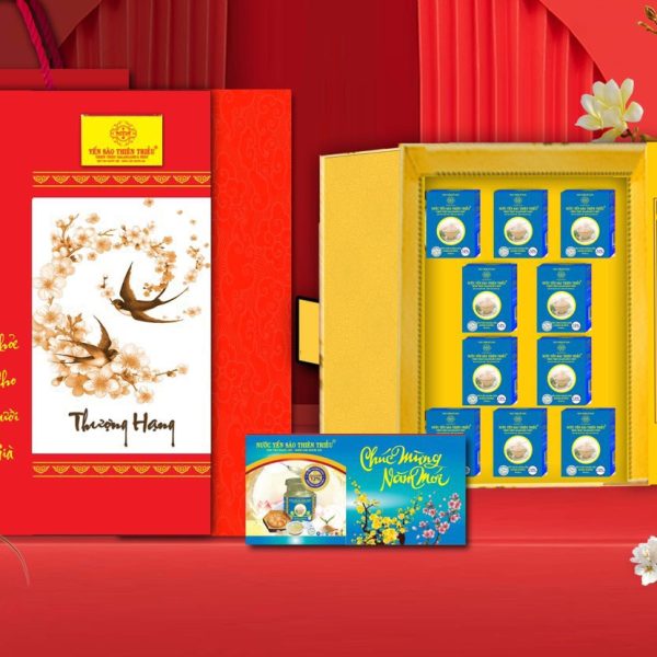 Hộp Quà TặngYến sào cao cấp Thiên Triều không đường (hộp 10 lọ) 12%