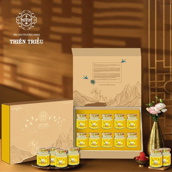 Hộp Quà TặngYến sào cao cấp Thiên Triều có đường GOLD (hộp 10 lọ) 22%