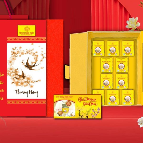 Hộp Quà TặngYến sào cao cấp Thiên Triều có đường GOLD (hộp 10 lọ) 22%