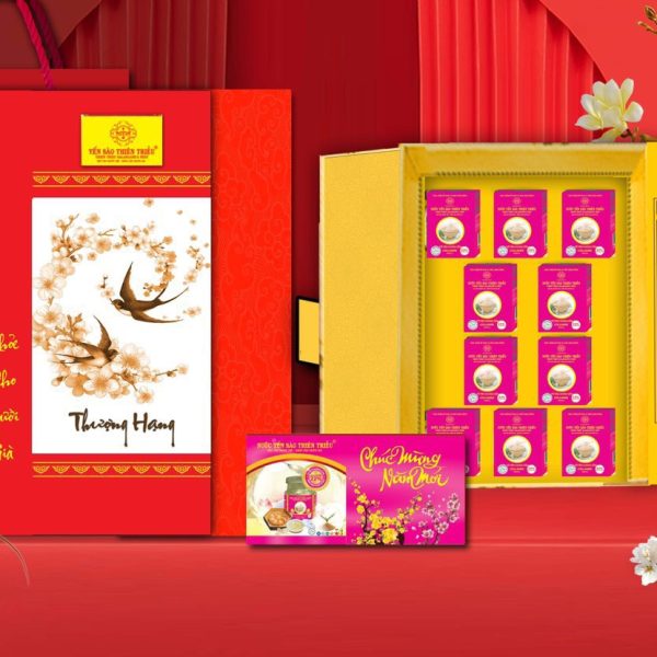 Hộp Quà Tặng Yến sào cao cấp Thiên Triều có đường COLLAGEN (hộp 10 lọ) 22%