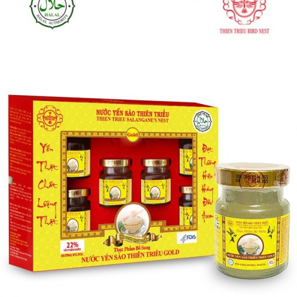 Hộp 6 hủ yến sào cao cấp Thiên Triều có đường GOLD 22% - 70ml/hủ